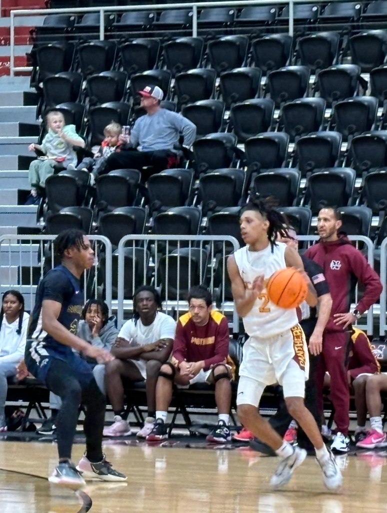 Putnam City North junior point guard Anthony Leonard scored seven points against Southmoore Thursday (Dec. 28).